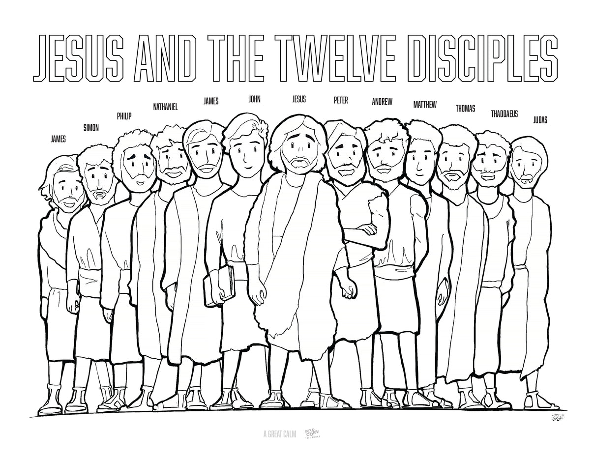 FREE Jesus and the Twelve Disciples Coloring Page Popcorn Tree Books