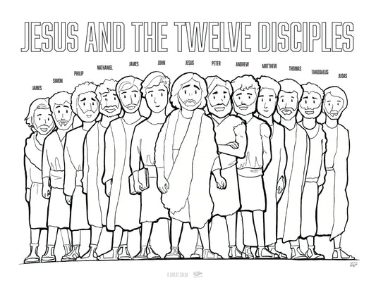 FREE Jesus and the Twelve Disciples Coloring Page
