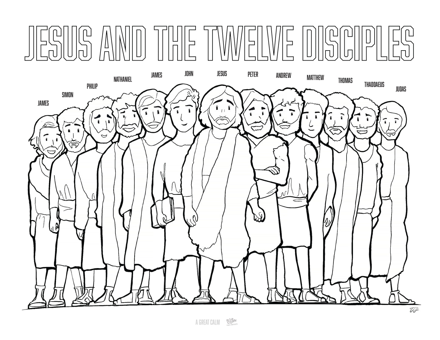 FREE Jesus and the Twelve Disciples Coloring Page